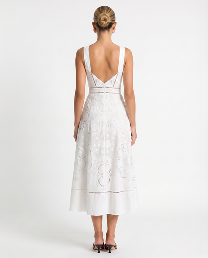Terry | sukienka midi damska z koronkową spódnicą broderie anglaise