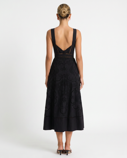 Terry | sukienka midi damska z koronkową spódnicą broderie anglaise