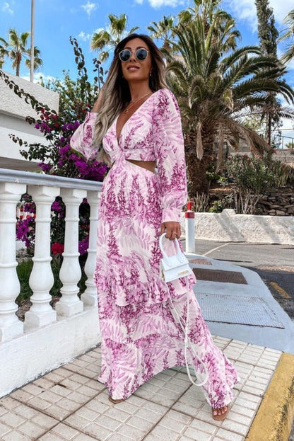 Cathy | Damska sukienka maxi elegancka na lato długa zwiewna rozkloszowana