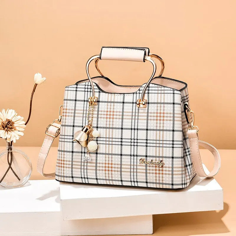 Carry | Torebka damska kraciasta elegancka do ręki i na ramię stylowa klasyczna