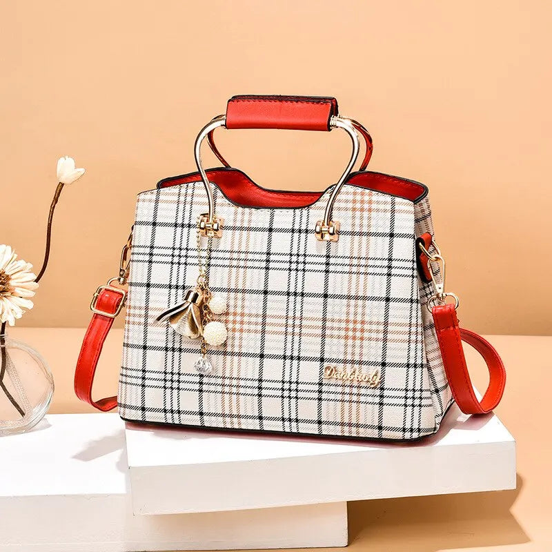 Carry | Torebka damska kraciasta elegancka do ręki i na ramię stylowa klasyczna