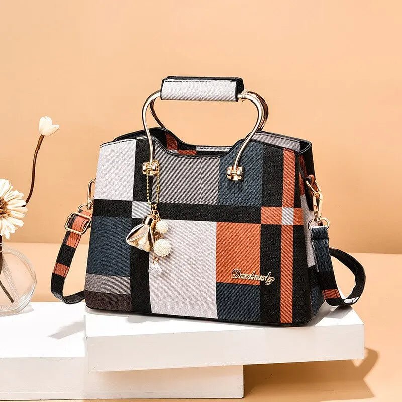 Carry | Torebka damska kraciasta elegancka do ręki i na ramię stylowa klasyczna