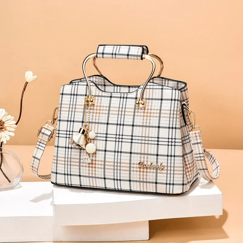 Carry | Torebka damska kraciasta elegancka do ręki i na ramię stylowa klasyczna