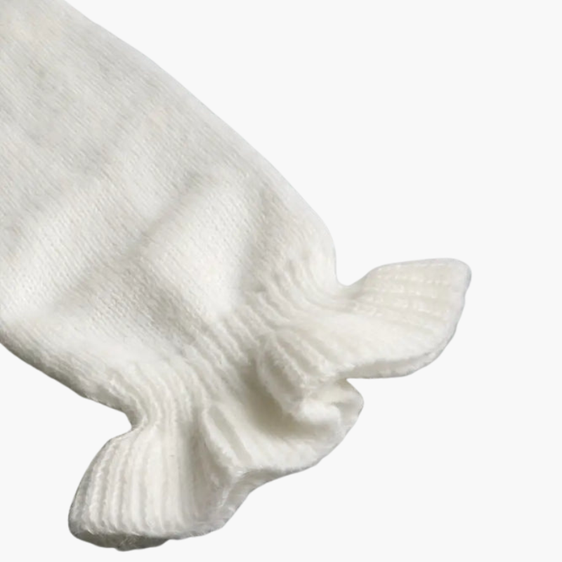 Evelina - Pull à manches longues pour femme avec col à volants et boutons nacrés
