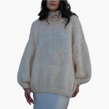 Zerella - Dzianinowy sweter damski z szerokimi rękawami i wzorzystą powierzchnią