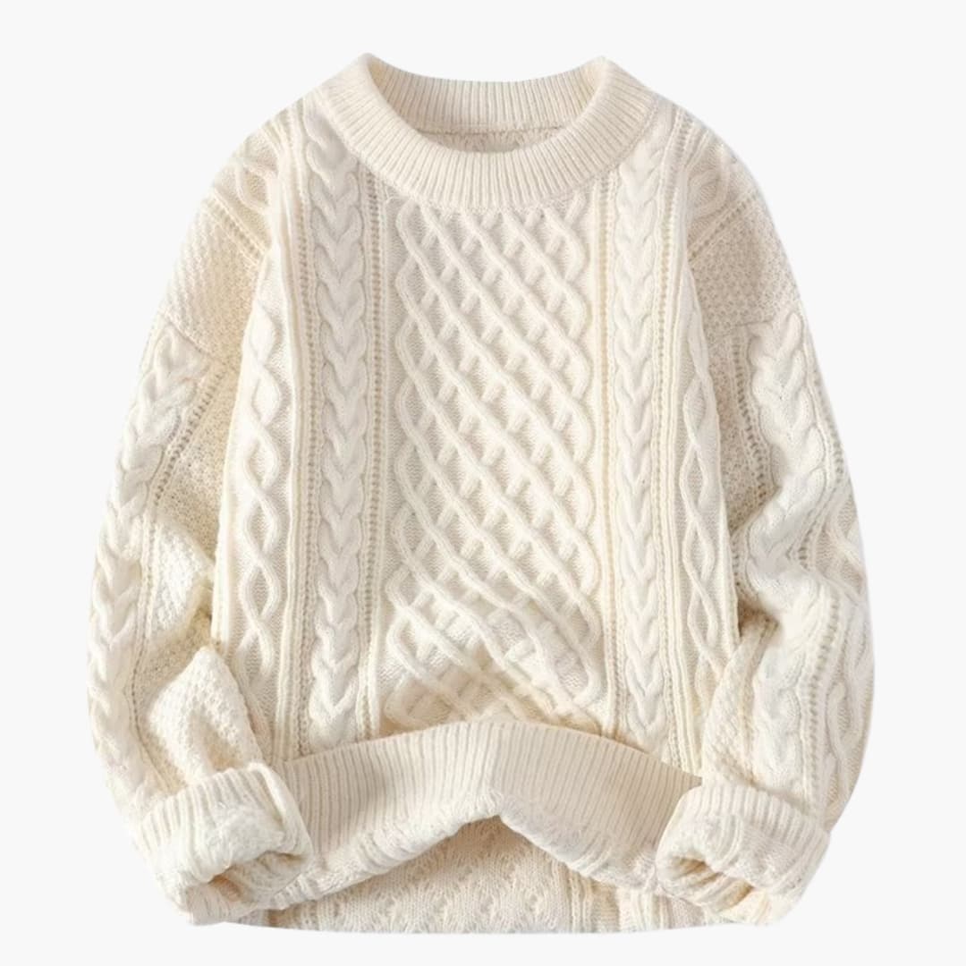 Isabelle - Pull femme avec col rond et maille torsadée