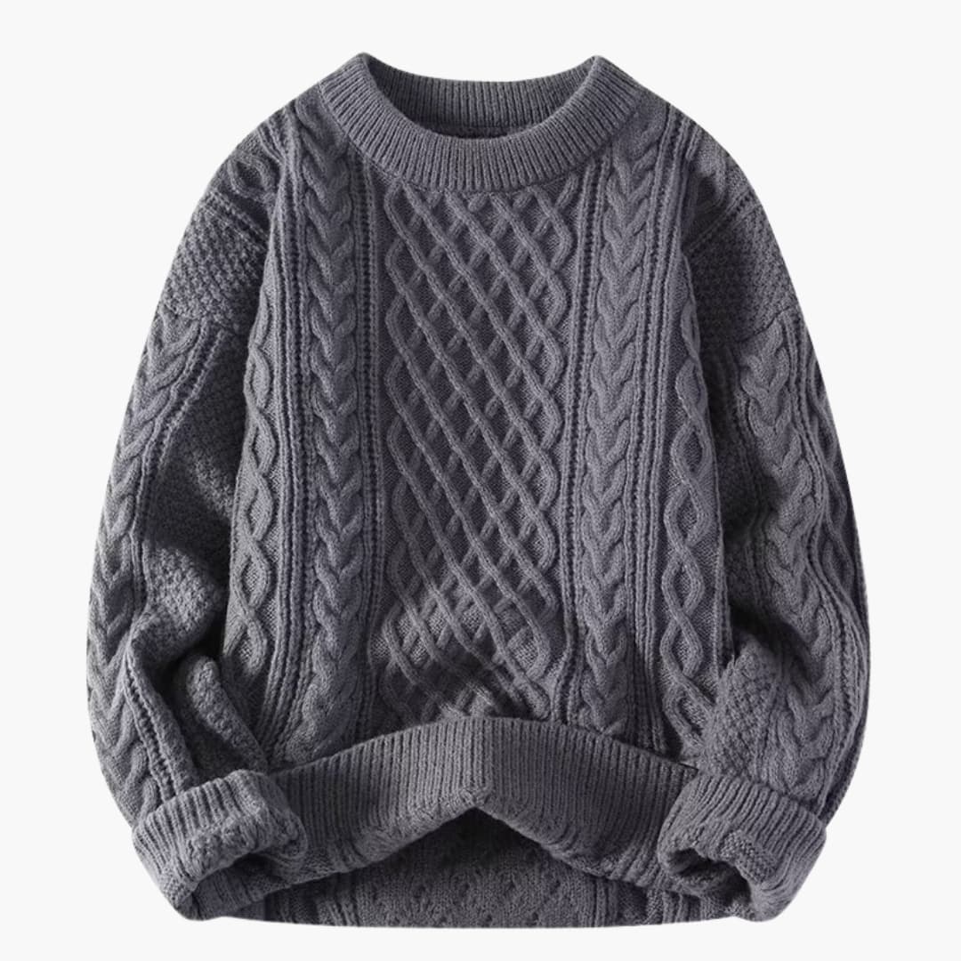 Isabelle - Pull femme avec col rond et maille torsadée