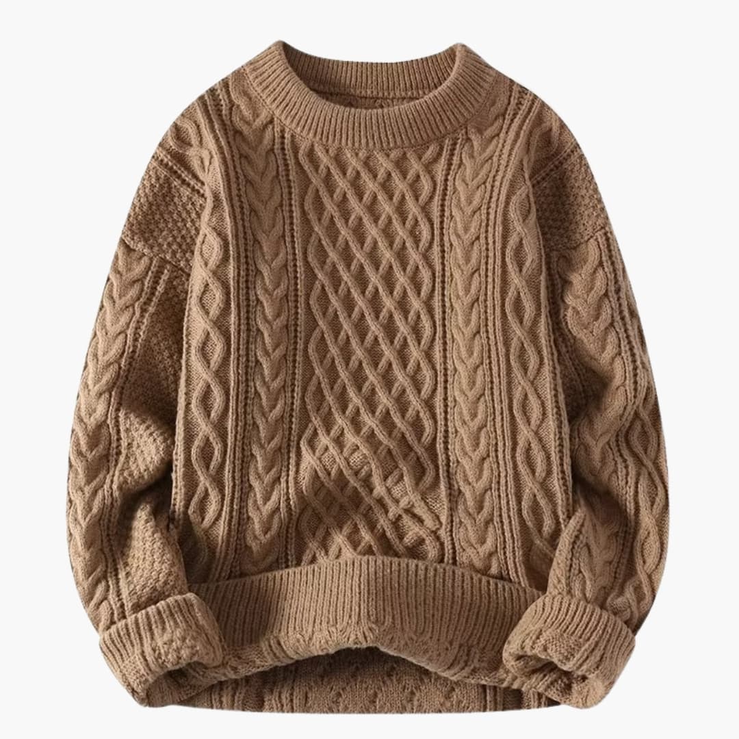 Isabelle - Pull femme avec col rond et maille torsadée