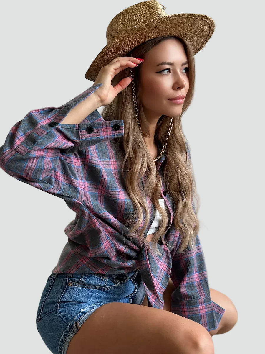 Helen | koszula damska flanelowa oversize w kratę na jesień