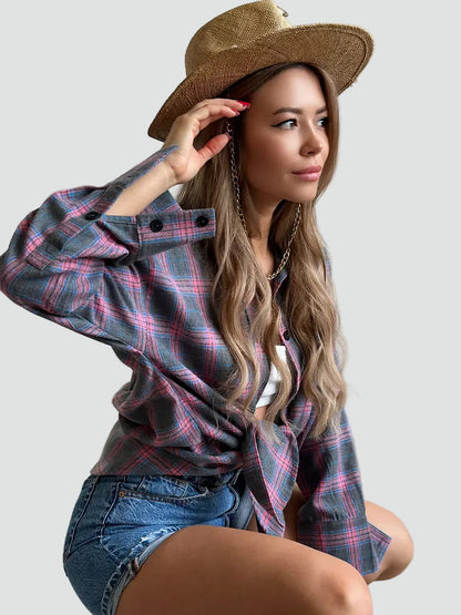 Helen | koszula damska flanelowa oversize w kratę na jesień