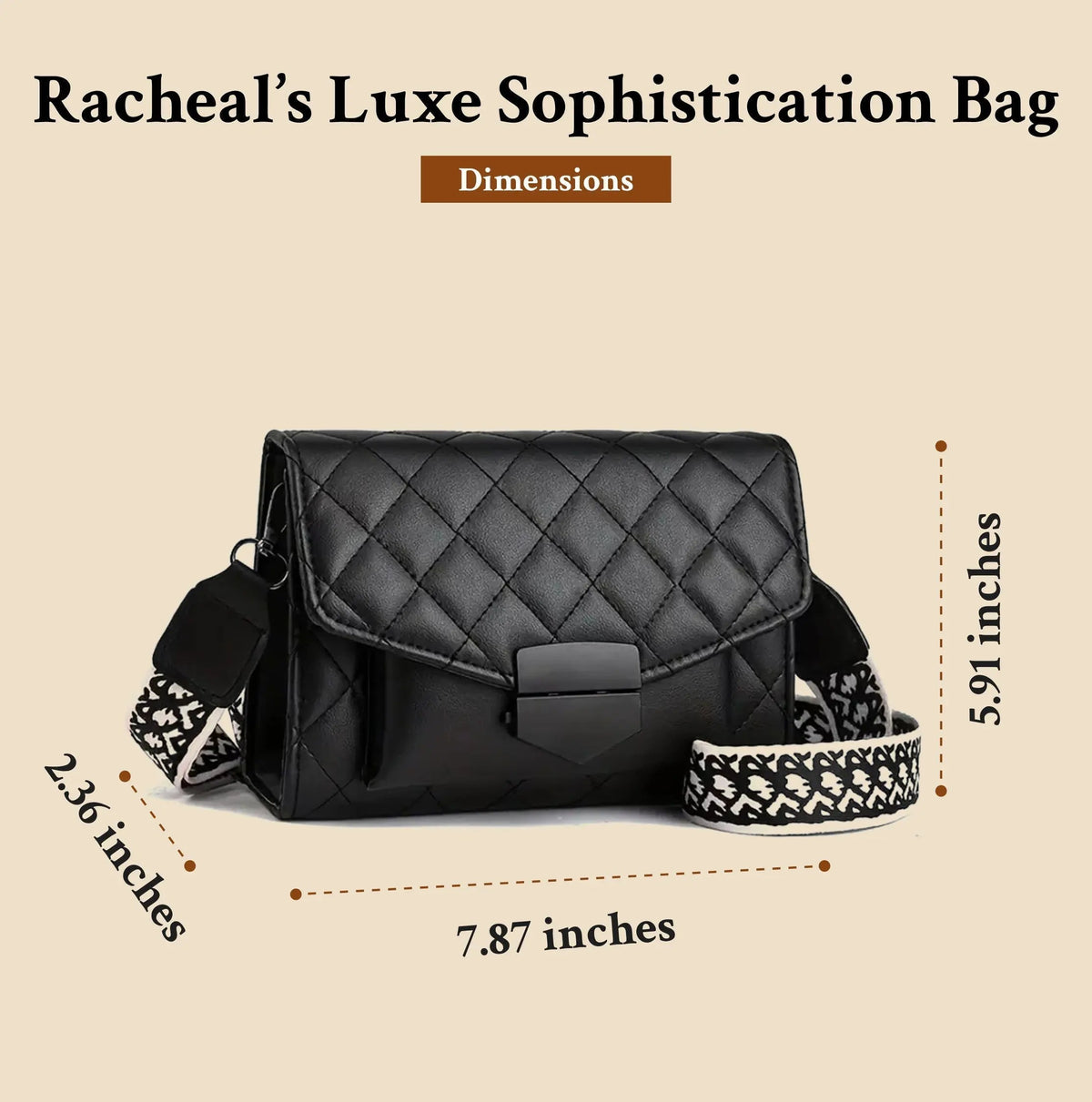 Sylvie | Torebka damska crossbody z pikowanej skóry wegańskiej