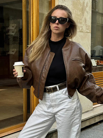 Elysia | Damska Kurtka Skórzana w Stylu Bomber