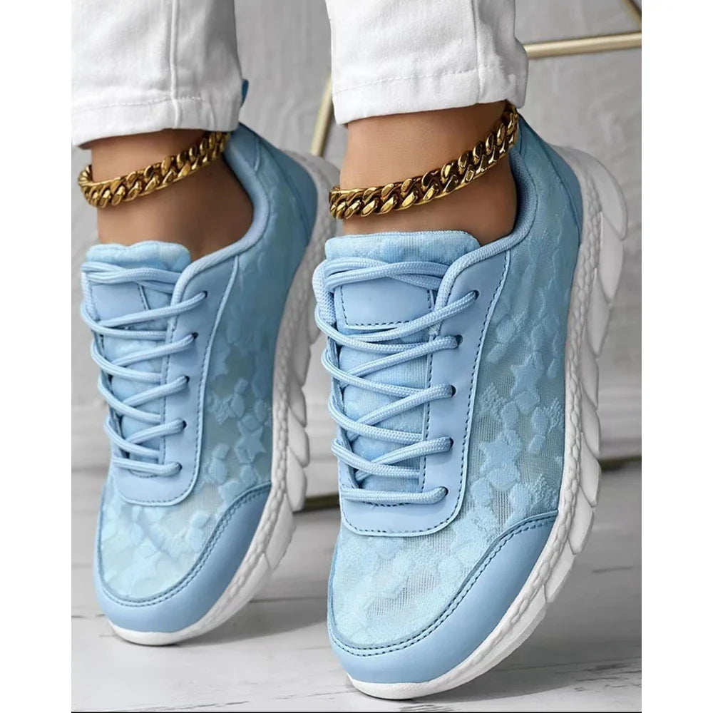 Elvira - Damskie buty sportowe sneakersy ortopedyczne z koronkowymi wstawkami