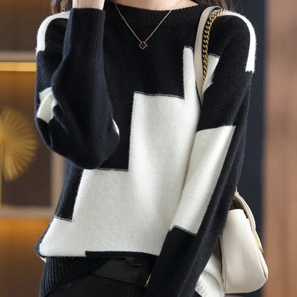 Magda - Damski sweter z geometrycznym wzorem