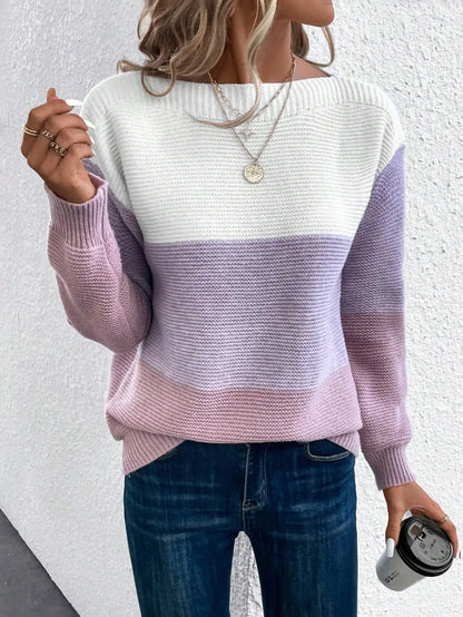 Evadne - Damski sweter w pastelowe pasy – wygodny i stylowy na co dzień