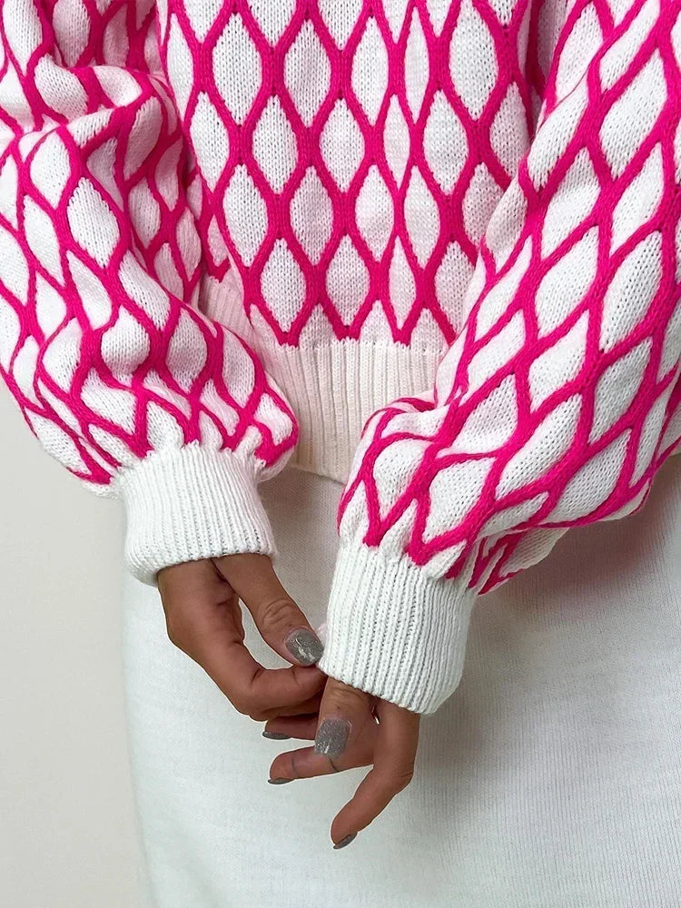 Averia - Damski sweter w geometryczne paski