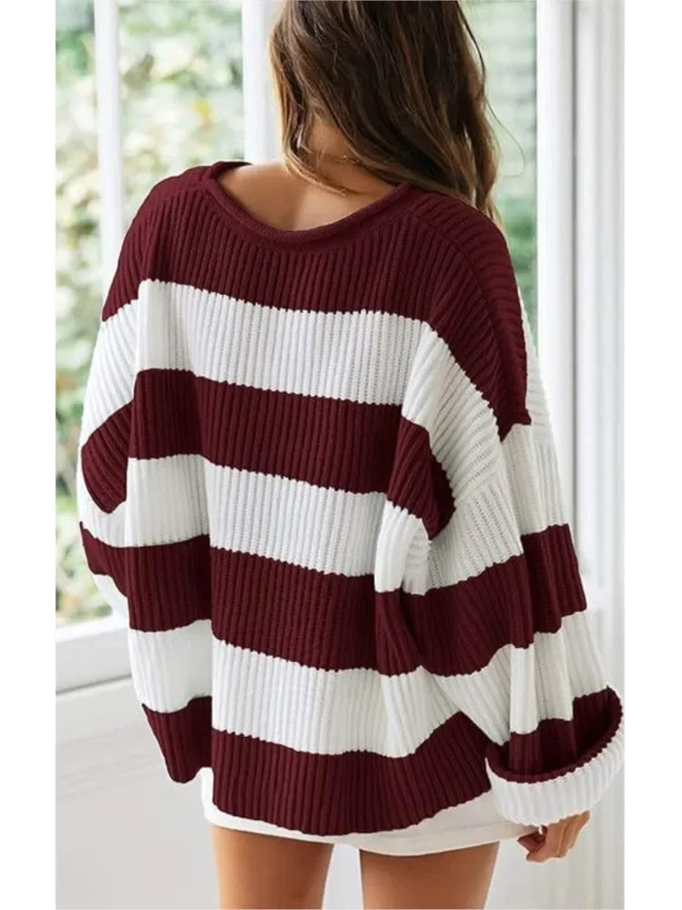 Hanna | Oversize’owy damski sweter w paski