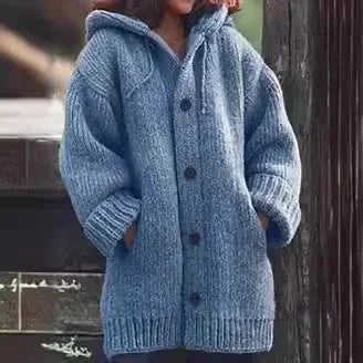 Katarzyna - Damski sweter kardigan z grubej dzianiny