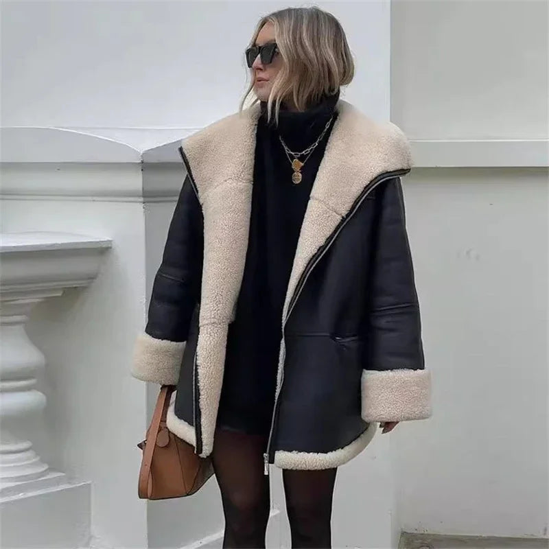 Maja | Damska zimowa kurtka typu shearling