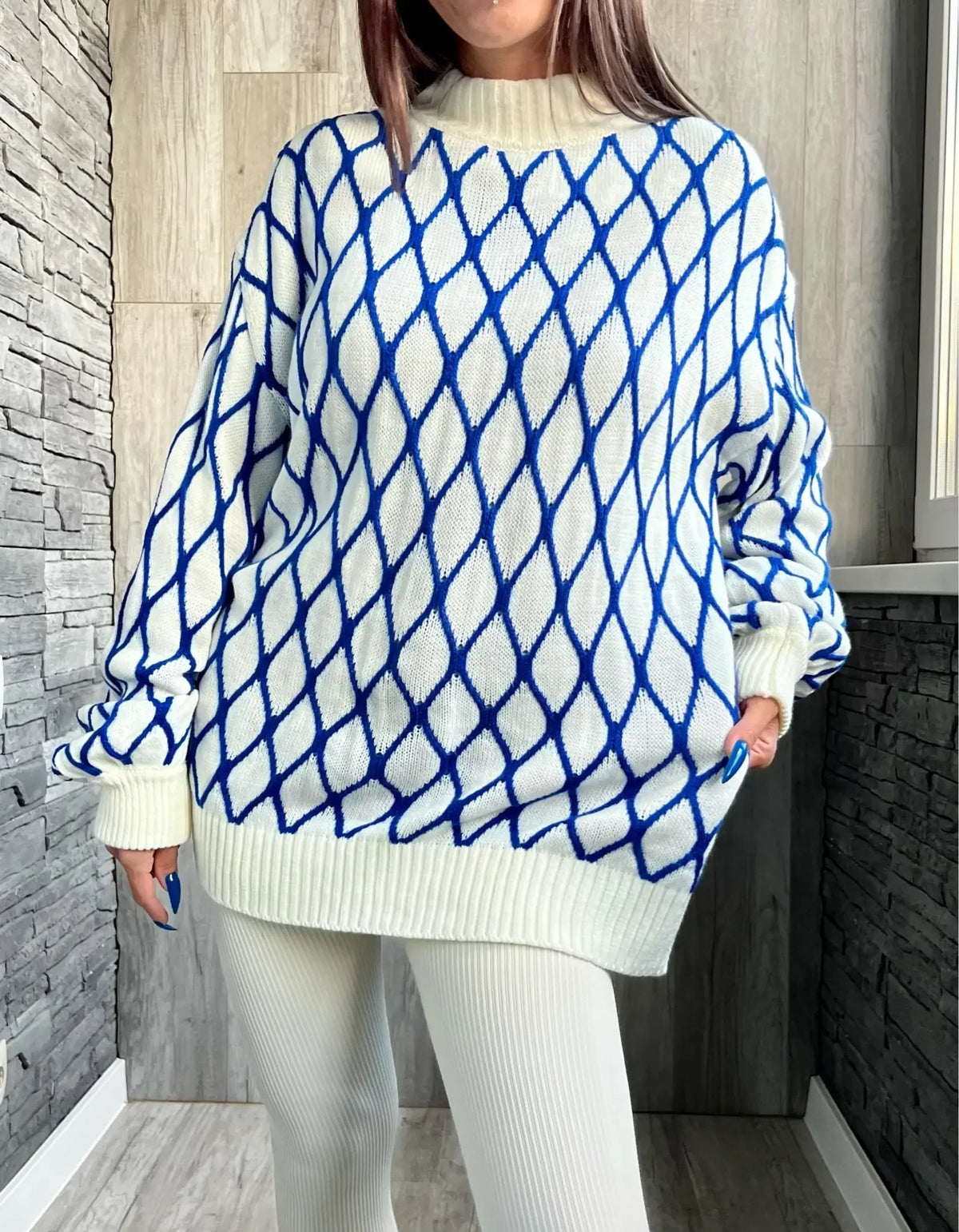 Averia - Damski sweter w geometryczne paski