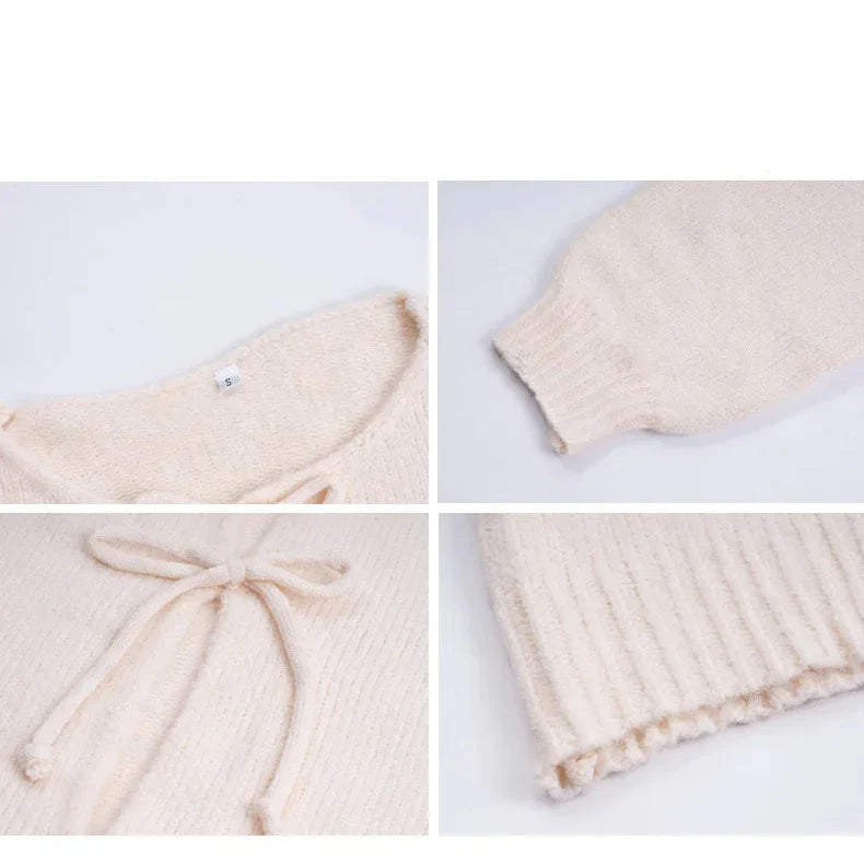 Honor | Sweter damski FRESH LABEL Elara z wiązaniem (striktrui)