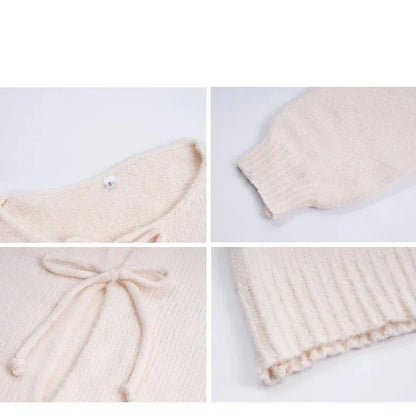 Honor | Sweter damski FRESH LABEL Elara z wiązaniem (striktrui)