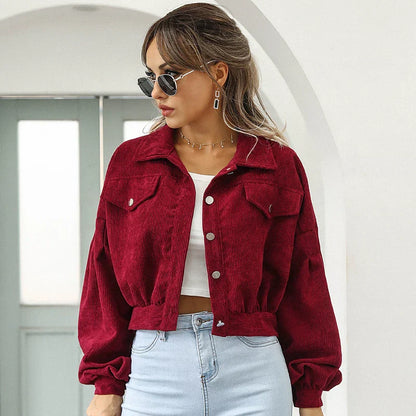 Natalia | Krótka kurtka damska z sztruksu, elegancki i modny fason na co dzień