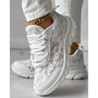 Elvira - Damskie buty sportowe sneakersy ortopedyczne z koronkowymi wstawkami