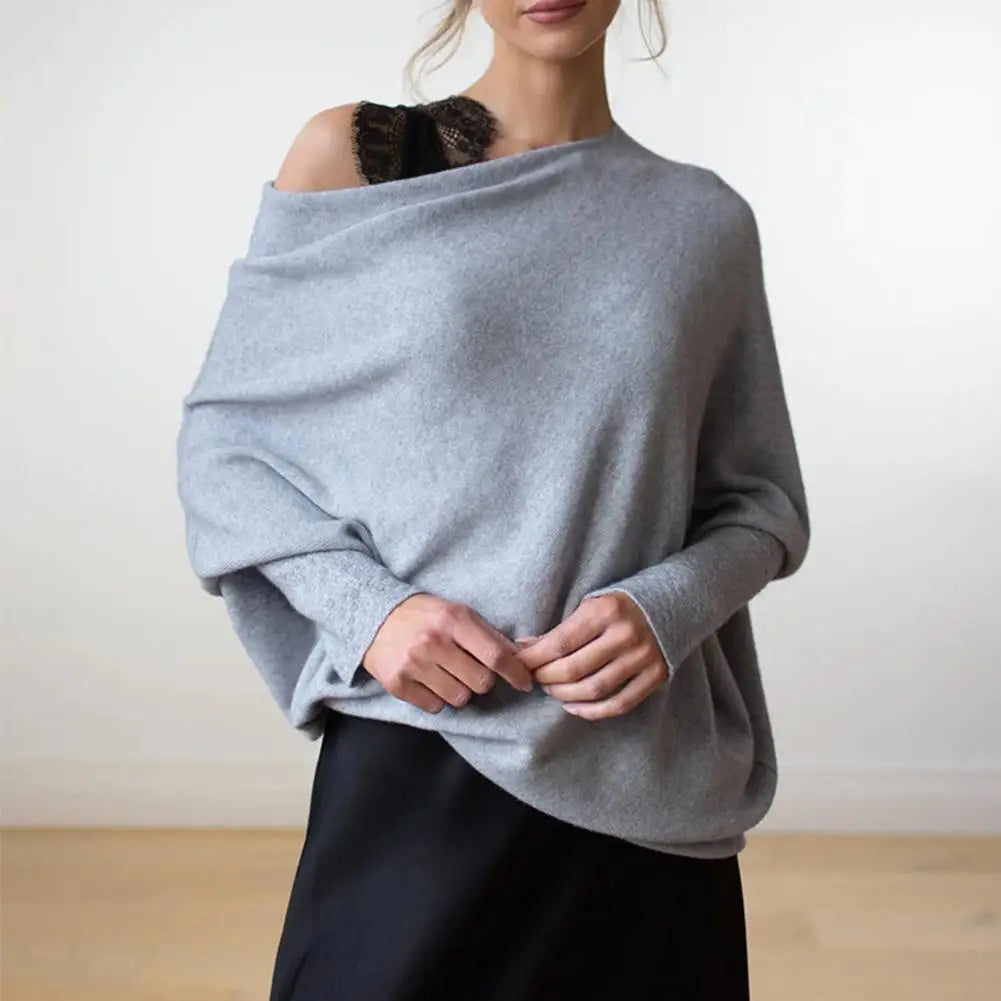 Lody | Miękki Sweter Oversize z Dekoltem Łódka