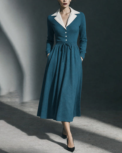 Odette | Damska sukienka midi w stylu vintage lat 50. z kieszeniami i fasonem A-line