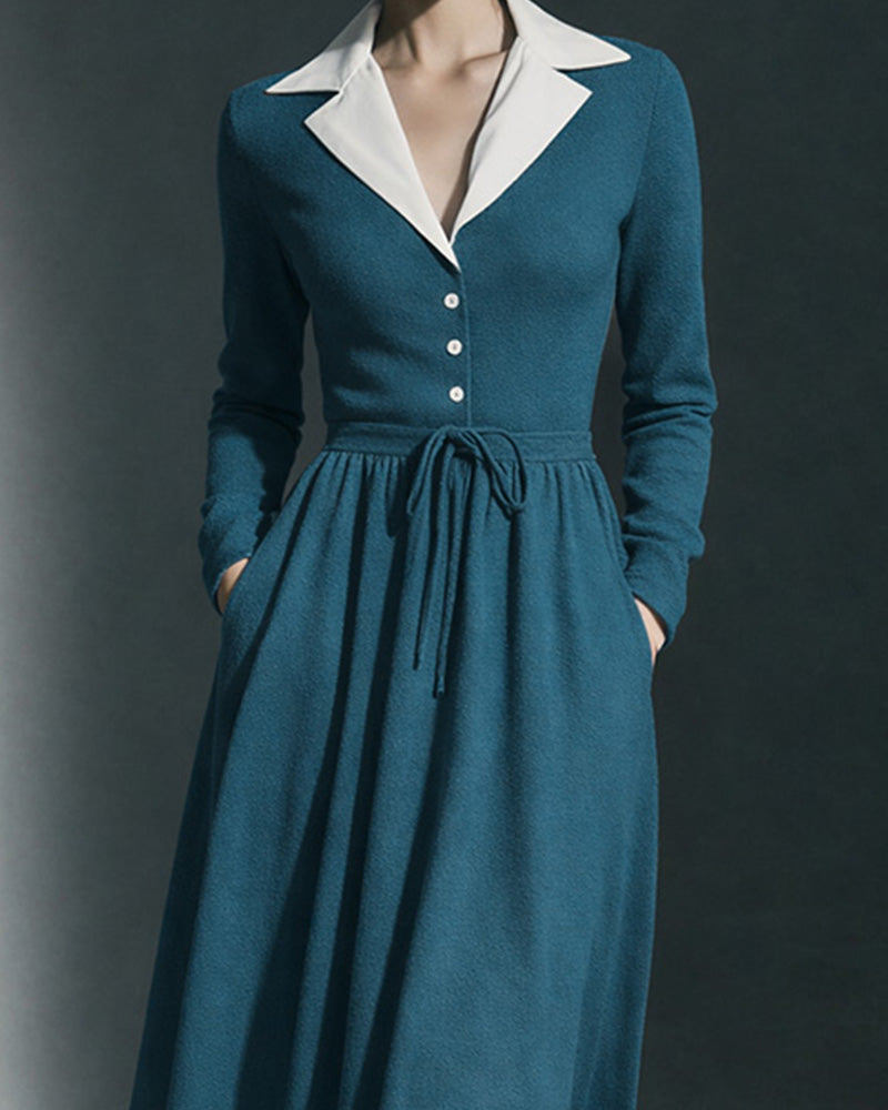 Odette | Damska sukienka midi w stylu vintage lat 50. z kieszeniami i fasonem A-line