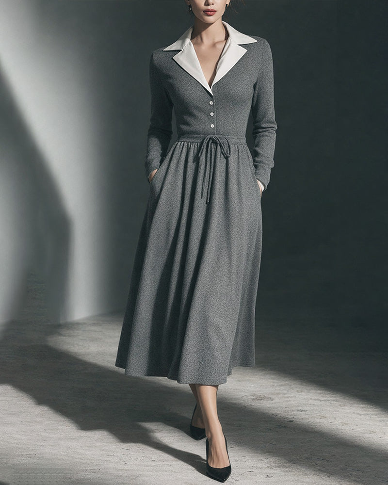 Odette | Damska sukienka midi w stylu vintage lat 50. z kieszeniami i fasonem A-line