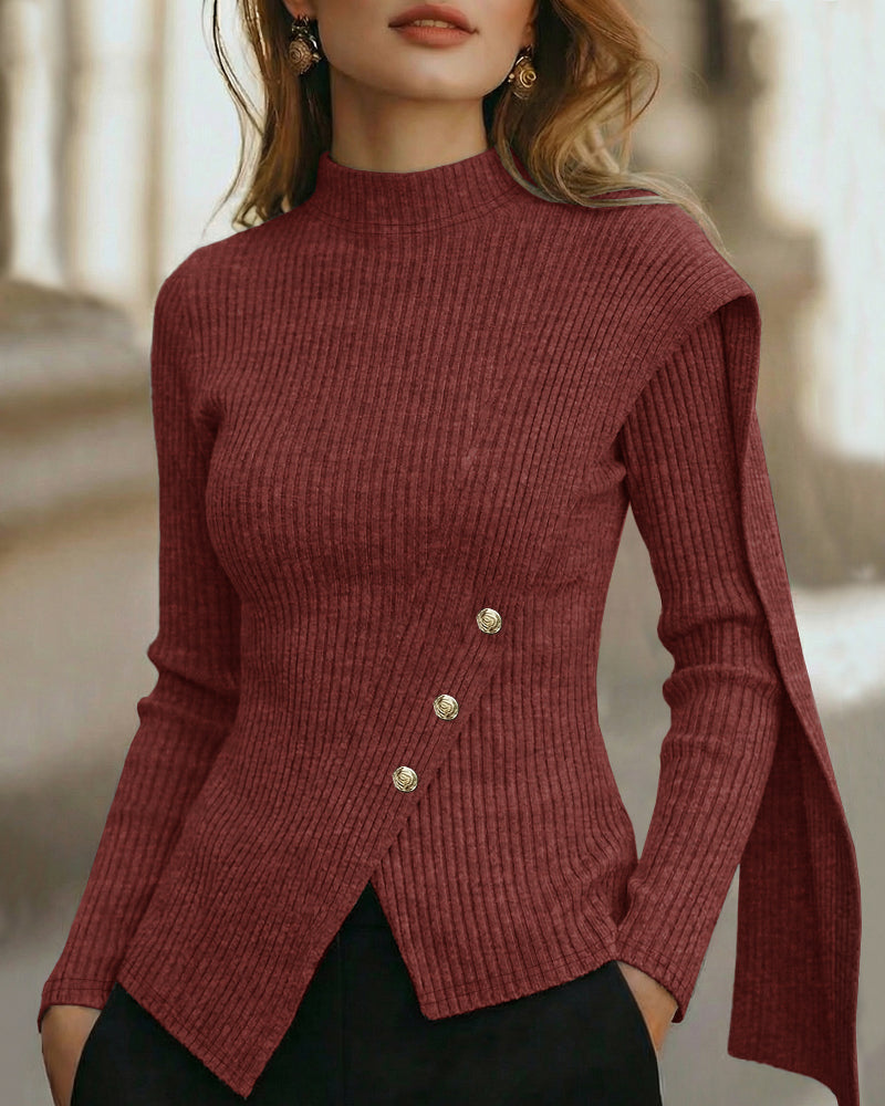 Valarie | Elegancki damski top dzianinowy z półgolfem