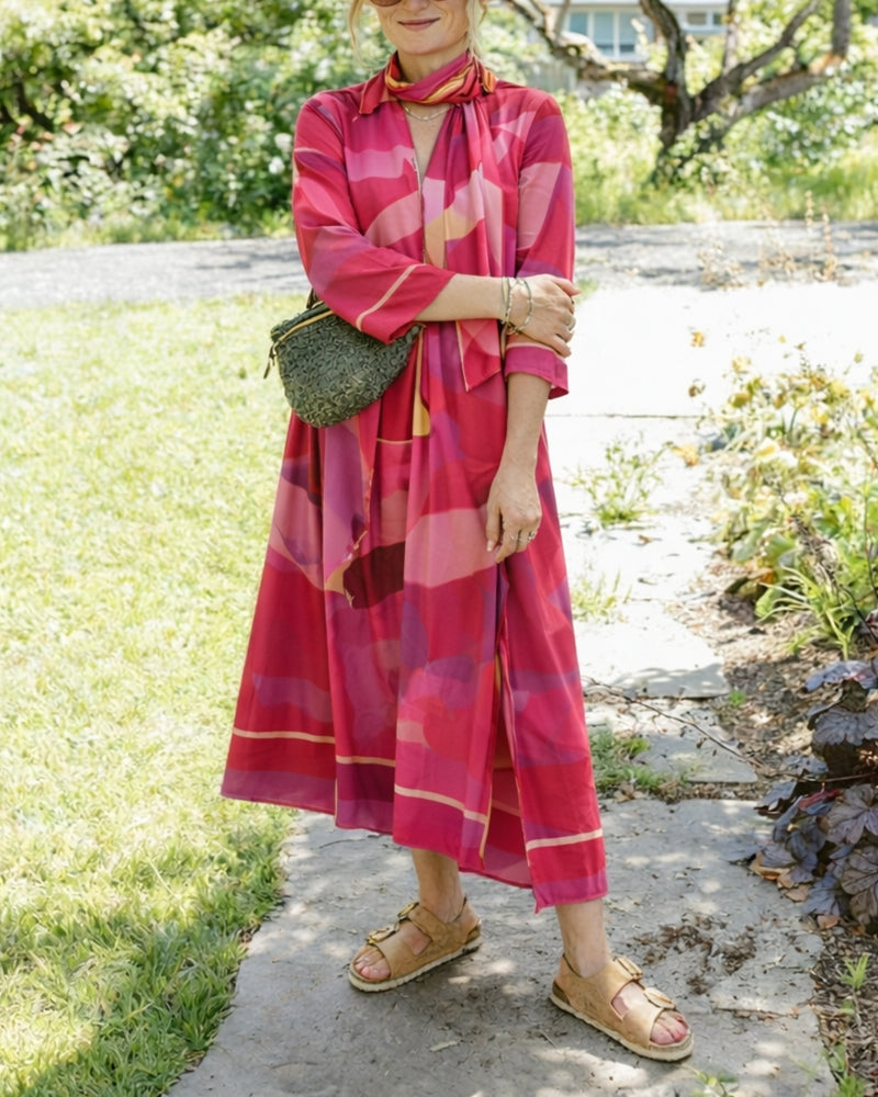 Alison | Sukienka midi damska w wiosenny print