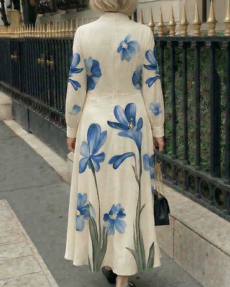 Carrie | Sukienka maxi damska w kwiatowy print z kokardą