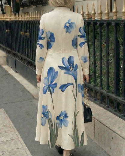 Carrie | Sukienka maxi damska w kwiatowy print z kokardą