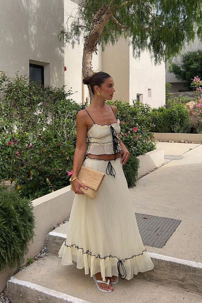 Kaylee | Damski komplet Roxy crop top i spódnica maxi boho letni lekki