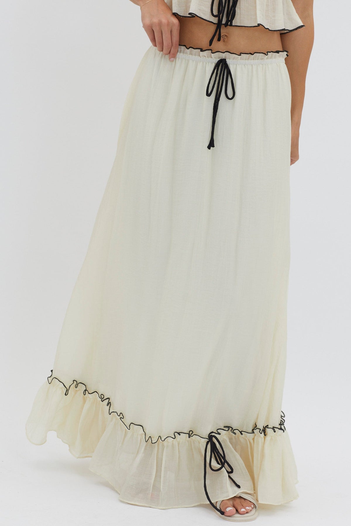 Kaylee | Damski komplet Roxy crop top i spódnica maxi boho letni lekki