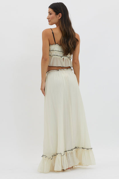 Kaylee | Damski komplet Roxy crop top i spódnica maxi boho letni lekki