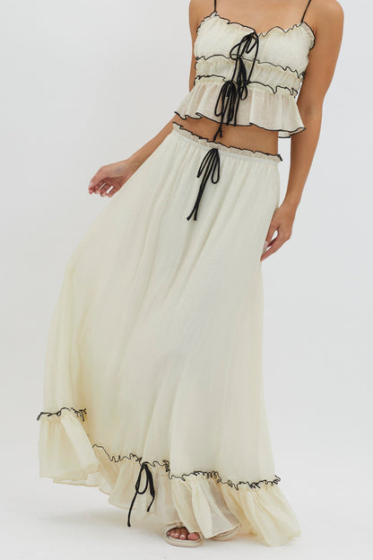 Kaylee | Damski komplet Roxy crop top i spódnica maxi boho letni lekki