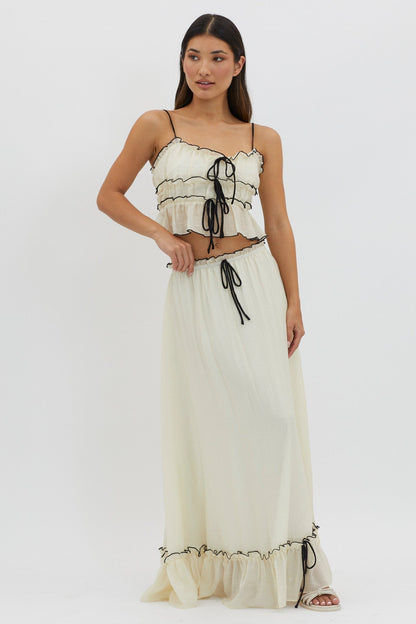 Kaylee | Damski komplet Roxy crop top i spódnica maxi boho letni lekki