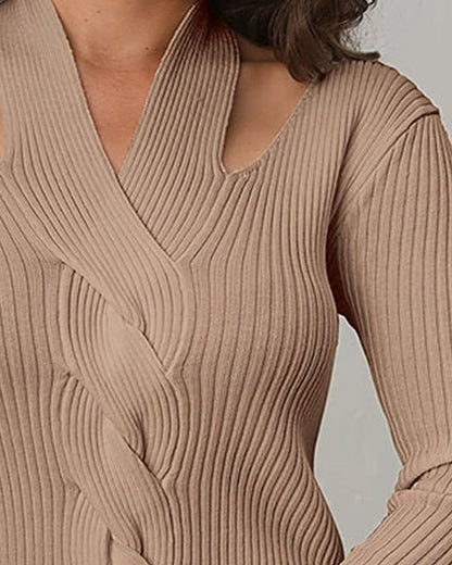 Valda | Elegancki damski top dzianinowy z dekoltem V