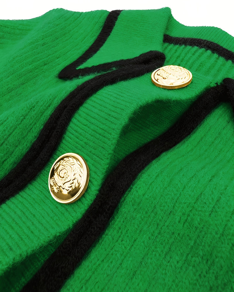 Zelda | Casualowy damski krótki sweter polo w stylu colorblock, nowoczesny i swobodny fason