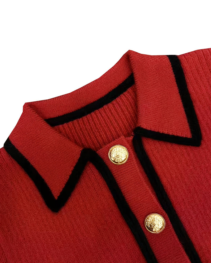 Zelda | Casualowy damski krótki sweter polo w stylu colorblock, nowoczesny i swobodny fason
