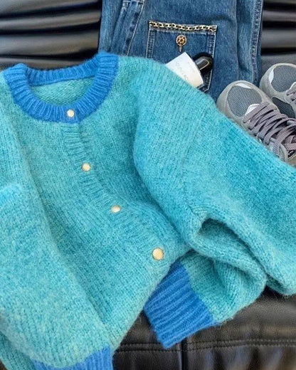 Imelda | Casualowy damski sweter kardigan o luźnym kroju z mieszanką kolorów