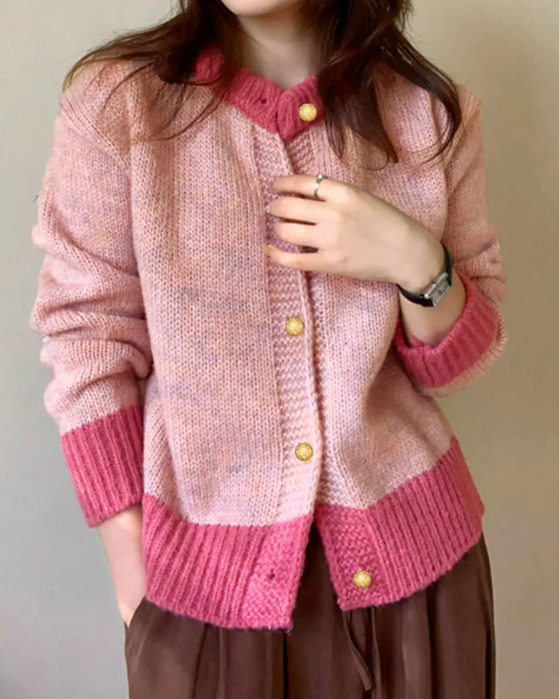 Imelda | Casualowy damski sweter kardigan o luźnym kroju z mieszanką kolorów