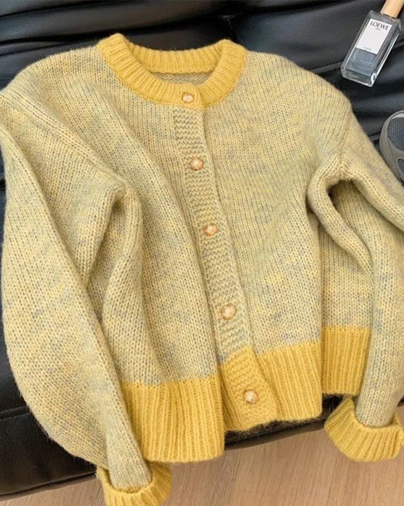 Imelda | Casualowy damski sweter kardigan o luźnym kroju z mieszanką kolorów