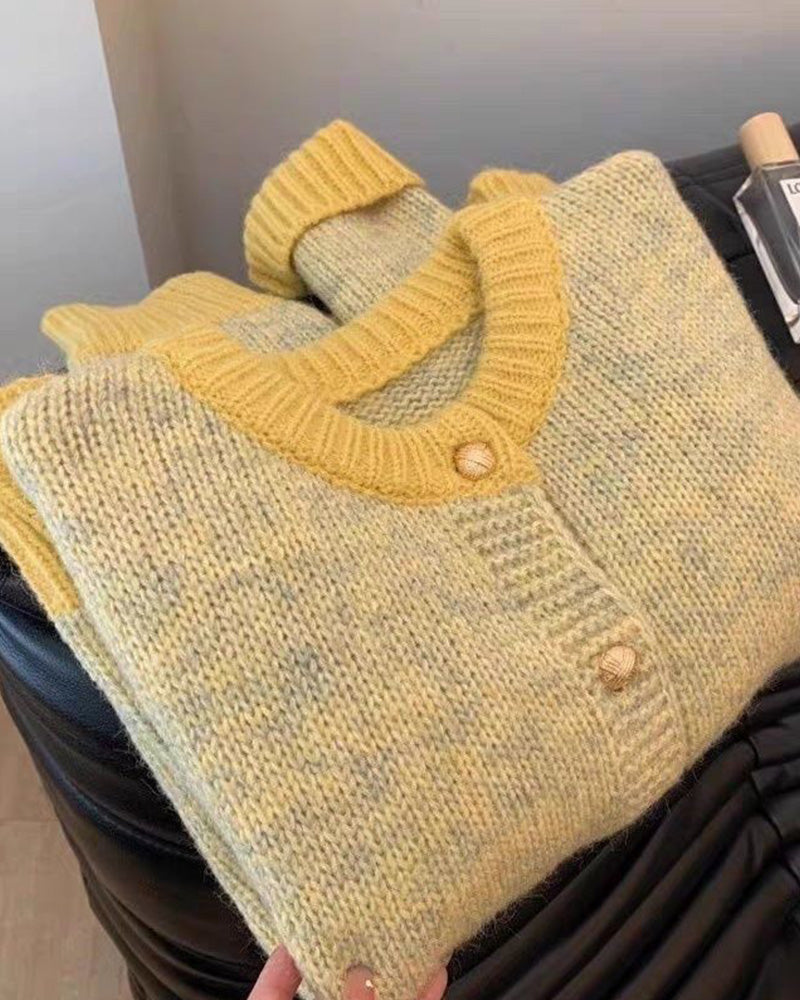 Imelda | Casualowy damski sweter kardigan o luźnym kroju z mieszanką kolorów