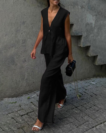 Persis | Komplet damski casual z topem na ramiączkach