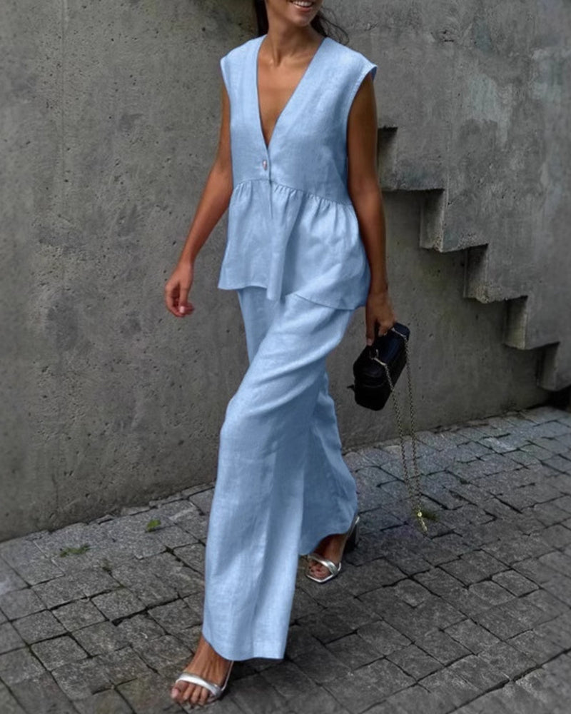 Persis | Komplet damski casual z topem na ramiączkach